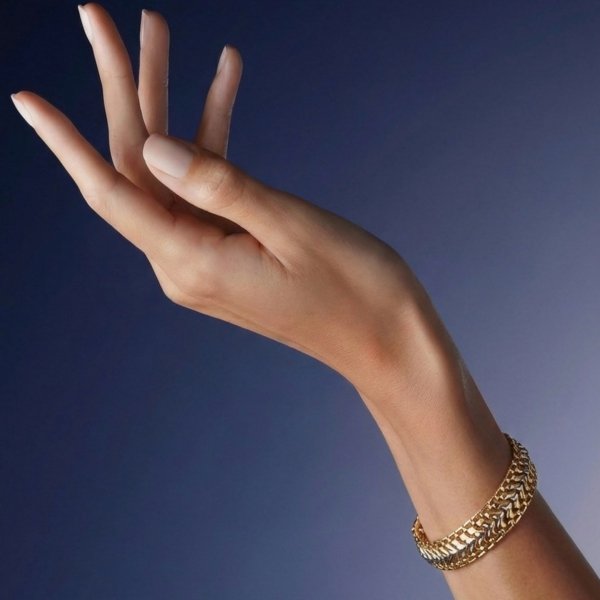 Bransoletka szeroka białe i żółte złoto 585 