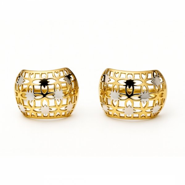 Kolczyki muszle ażur koniczynka złoto 585 