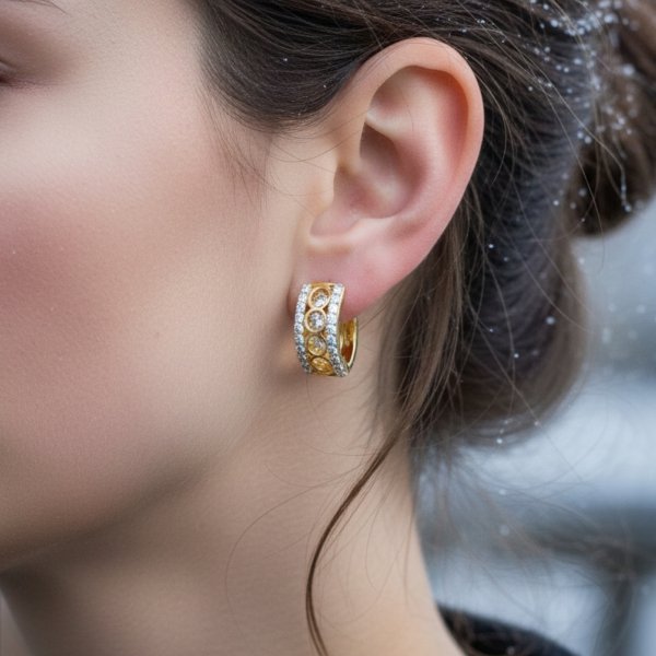 Kolczyki angielskie ażur gwóźdź złoto 585