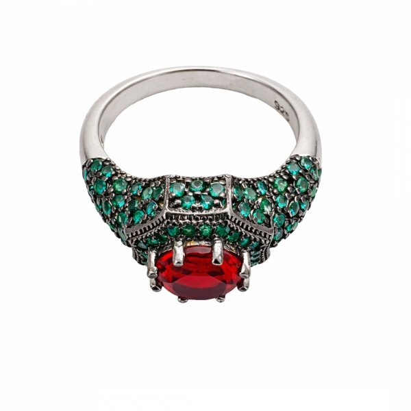 Pierścionek z kamieniami srebro 925 ROD i OKSYD