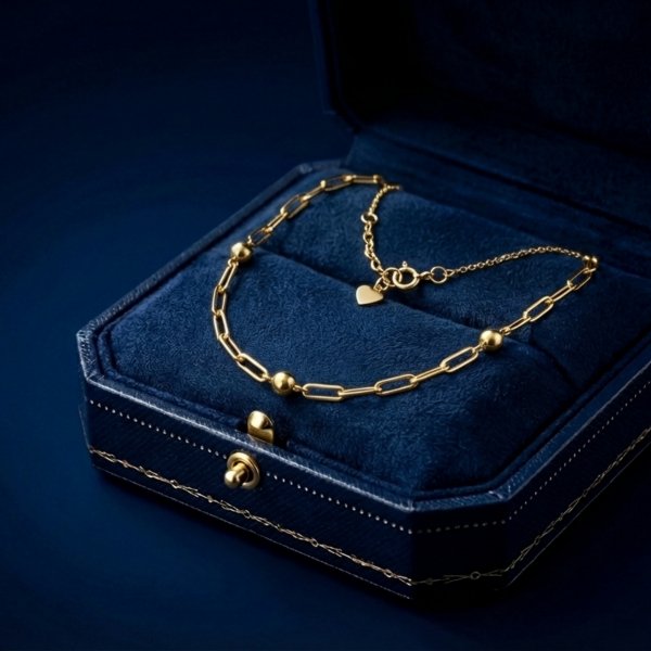 Naszyjnik kule z motywem ogniw 44cm złoto 585