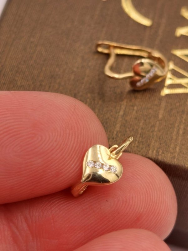 Kolczyki serca z kamieniami złoto 585 