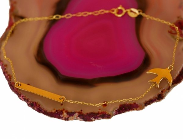 Bransoletka sztabka jaskółka  19cm złoto 585 