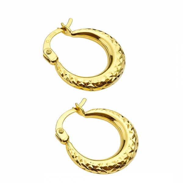 Kolczyki koła 3D diamentowane złoto 585