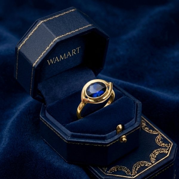 Pierścionek z szafirowym kamieniem złoto 585