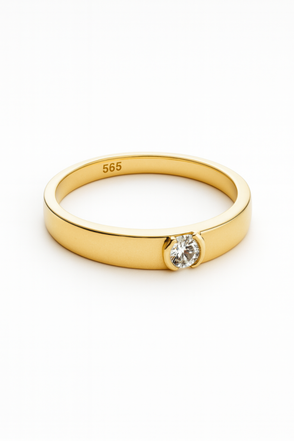 Pierścionek z kamieniem o szlifie brylantowym R.18 złoto 585
