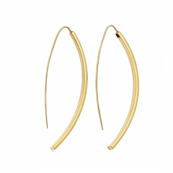 Kolczyki przewlekane sztywne szerokie sztaby złoto 585