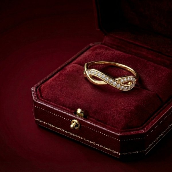 Pierścionek splecione infiniti R.15 złoto 585  