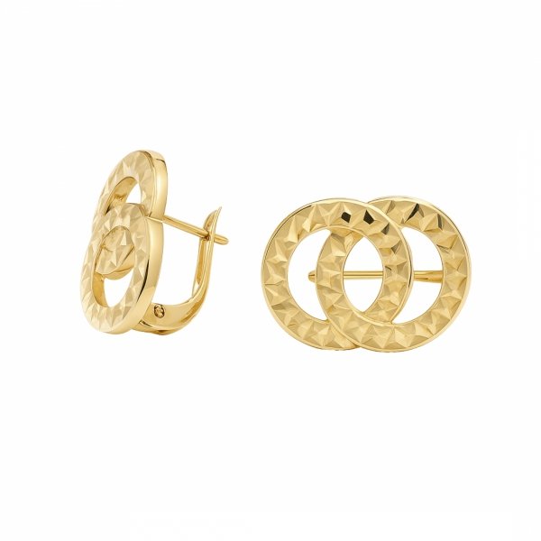 Kolczyki angielskie podwójne obrączki kolor złoto 585