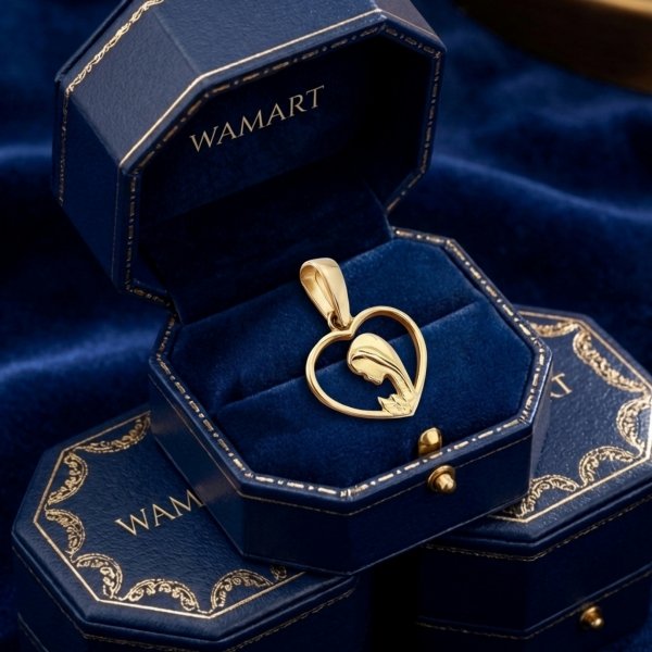 Medalik kontur serca z wizerunkiem Fatimy złoto 585 