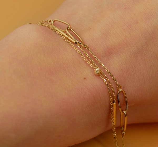 Bransoletka łańcuchy boho  18,5cm złoto 585