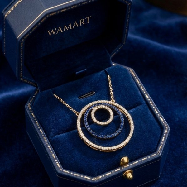 Naszyjnik potrójne koła wysadzane kamieniami złoto 585