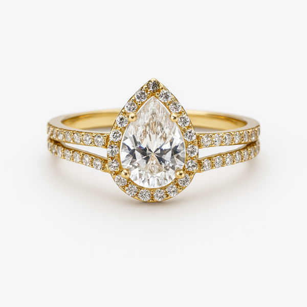 Pierścionek kamień kropla R.18 złoto 585