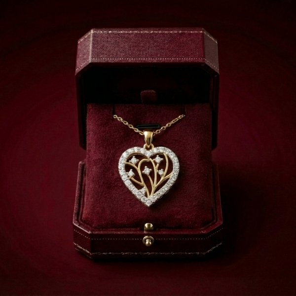 Zawieszka serce gałązki złoto 585