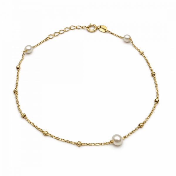 Bransoletka z perłami naturalnymi złoto 585