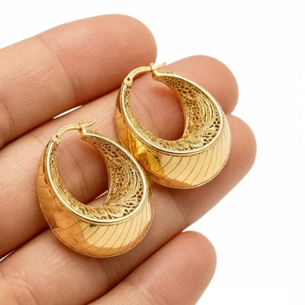 Kolczyki okazałe koła ażur koronka złoto 585 