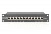 Digitus Patch panel 10 cali 12 portów, kat.6, S/FTP, 1U, wspornik kablowy, czarny (kompletny)