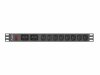 Lanberg Listwa zasilająca Rack PDU 19 cali 1U 16A 2X C19 8X IEC C13 czarny C20