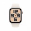 Apple Watch SE GPS, koperta 40 mm z aluminium w kolorze księżycowej poświaty z paskiem sportowym w kolorze księżycowej poświaty - rozmiar S/M