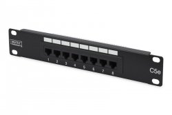 Digitus Patch panel 10 cali 8 portów, kat.5e, U/UTP, 1U, czarny (kompletny)