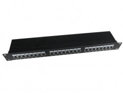 Gembird Patch Panel 24 Porty 1U 19'' Kat.5e ekran z funkcją organizacji  kabli czarny