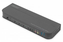 Digitus Przełącznik KVM, 4 portowy, 4K 60Hz, 4x DP IN, 1x DP OUT, 1x HDMI OUT, 2x USB A, 1x Audio IN&OUT