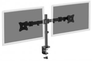 Stojak biurkowy podwójny z zaciskiem DIGITUS, 2xLCD, max. 27 cali, max. 8kg, uchylno-obrotowy 360° PIVOT
