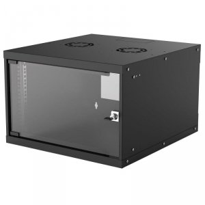 Szafa wisząca Intellinet BASIC, 6U, 540x560, Rack 19 cali, szklane drzwi, FLATPACK, czarna