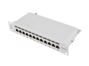 Patch panel Lanberg PPF5-9012-S 12 port 1U 10 cali kat.5e ekranowany szary