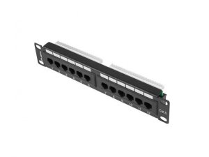 Patch panel Lanberg PPU6-9012-B 12 port 1U 10 cali kat.6 czarny