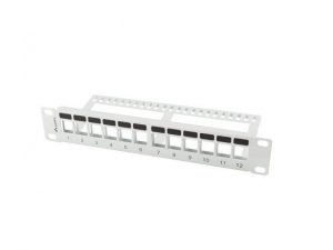 Patch panel pusty Lanberg 12 port 1U 10 cali z organizerem do modułów keystone szary