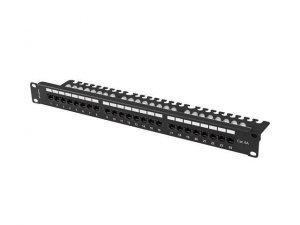 Patch panel 24 port 1U 19 kat.6a UTP z organizerem kablowym czarny