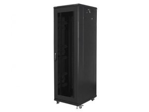 Szafa instalacyjna Rack stojąca 19 cali 42U 600x800 czarna drzwi perforowane Lanberg (flat pack)
