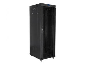 Szafa instalacyjna Rack stojąca 19 cali 37U 600x800 czarna drzwi szklane LCD Lanberg (flat pack)
