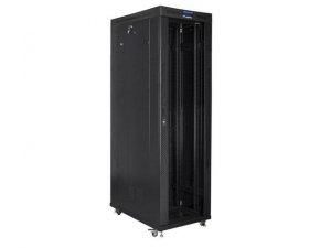 Szafa instalacyjna Rack stojąca 19 cali 42U 600x1200 czarna drzwi szklane LCD Lanbeg (flat pack)