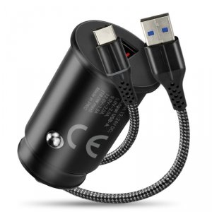 everActive Ładowarka samochodowa CC-15QC QC3.0 18W 1XUSB + kabel USB-C 1m