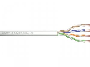 Digitus Kabel teleinformatyczny instalacyjny kat.5e, U/UTP, Eca, drut, AWG 24/1, PVC, 305m, szary, karton