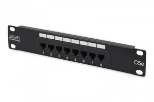 Digitus Patch panel 10 cali 8 portów, kat.5e, U/UTP, 1U, czarny (kompletny)