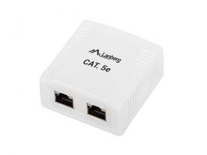 Lanberg Gniazdo natynkowe 2x RJ45 Kat.5E białe ekranowane