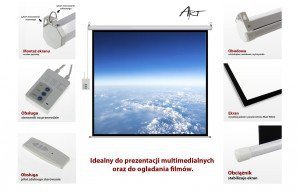 ART Ekran elektryczny 4:3 120 cali 244x183cm z pilotem FS-120 4:3