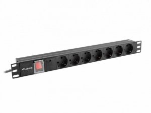 Lanberg Listwa zasilajaca Rack PDU 19 cali  1U 16A 7X SCHUKO 2m czarna