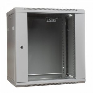 Digitus Szafa wisząca jednosekcyjna 19 cali 12U 635/600/600mm, drzwi szklane, szara (RAL 7035)