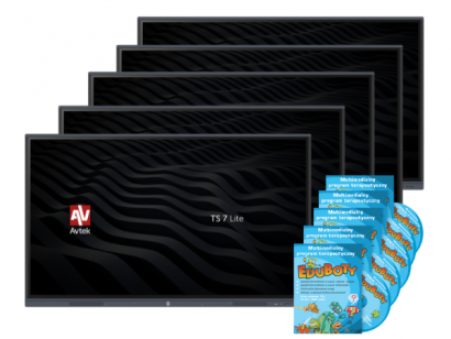 Monitor interaktywny 75 cali, zestaw 5 szt, Avtek TS7 Lite + 5 x oprogramowanie EduBoty 