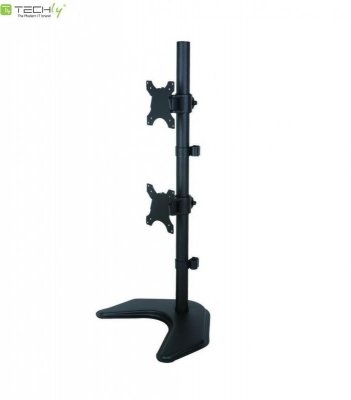 Uchwyt biurkowy LCD/LED Techly 13 cale-27 cale 20kg, 2 monitory, pion, czarny