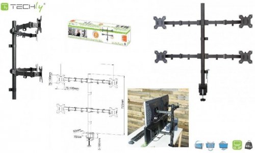 Uchwyt biurkowy Techly 13 cale-27 cale, 4x10kg regulowany