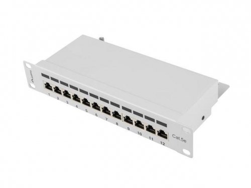 Patch panel Lanberg PPF5-9012-S 12 port 1U 10 cali kat.5e ekranowany szary