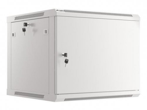 Szafa instalacyjna Rack wisząca 19 cali 9U 600x600 szara drzwi metalowe Lanberg (flat pack)