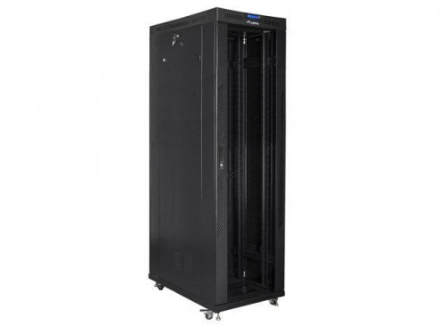 Szafa instalacyjna Rack stojąca 19 cali 42U 600x1200 czarna drzwi szklane LCD Lanbeg (flat pack)