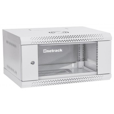 Szafa wisząca RACK 19 cali 4U, 400mm, Netrack ECO-Line, szara, drzwi przeszklone