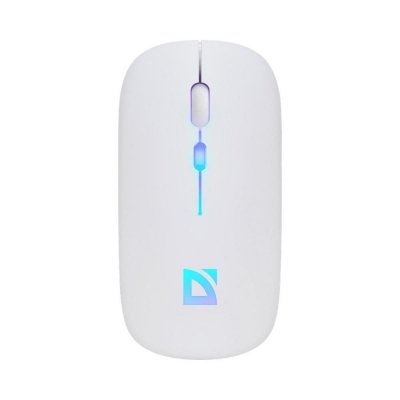 Mysz bezprzewodowa Defender TOUCH MM-997 optyczna 1600dpi 2.4 GHz + Bluetooth biała RGB AKUMULATOR bezklikowa silent